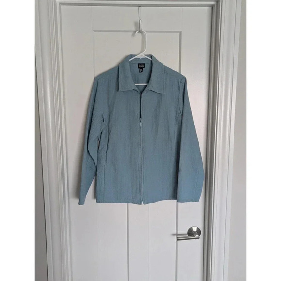 Eileen Fisher 100% cotton zip jacket sz M - Picture 1 of 6